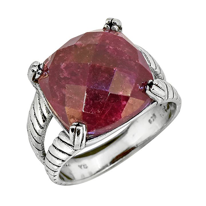 925 Sterling Silver Corundum Ruby Bohemian Ring for wholesale by Tiramisu