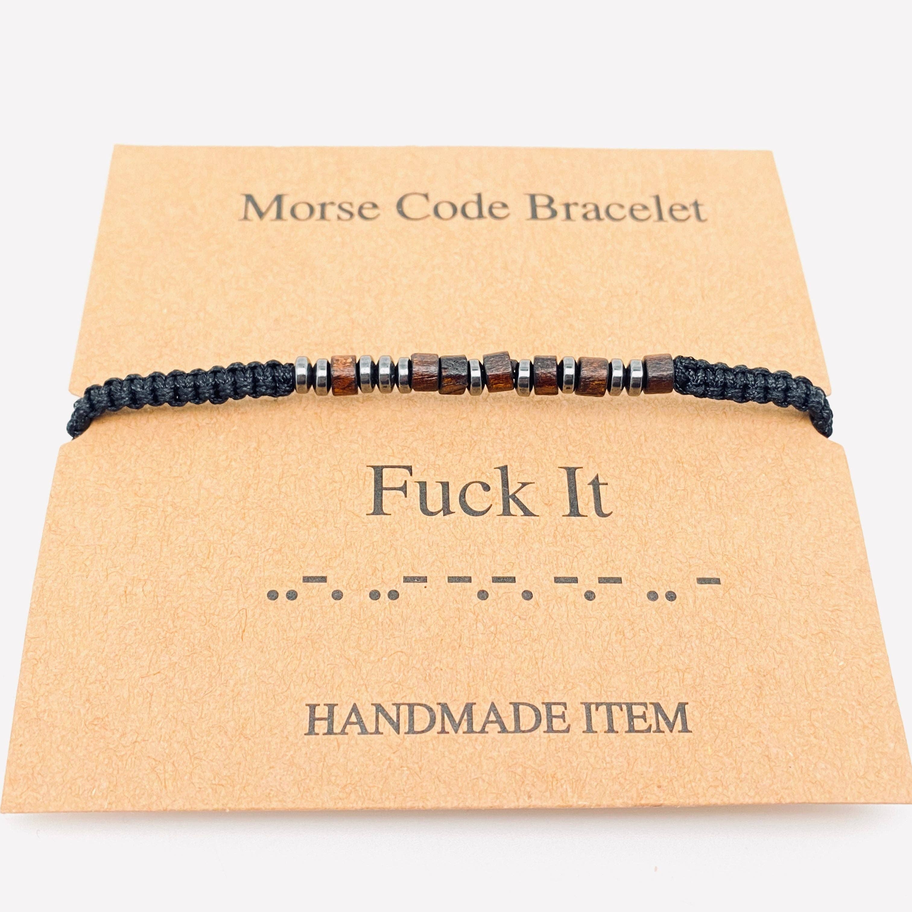 Mio Queena - Wholesale Woven/Braided Bracelet - Multi-style Hand-woven Wood Bead Morse Code Bracelet4