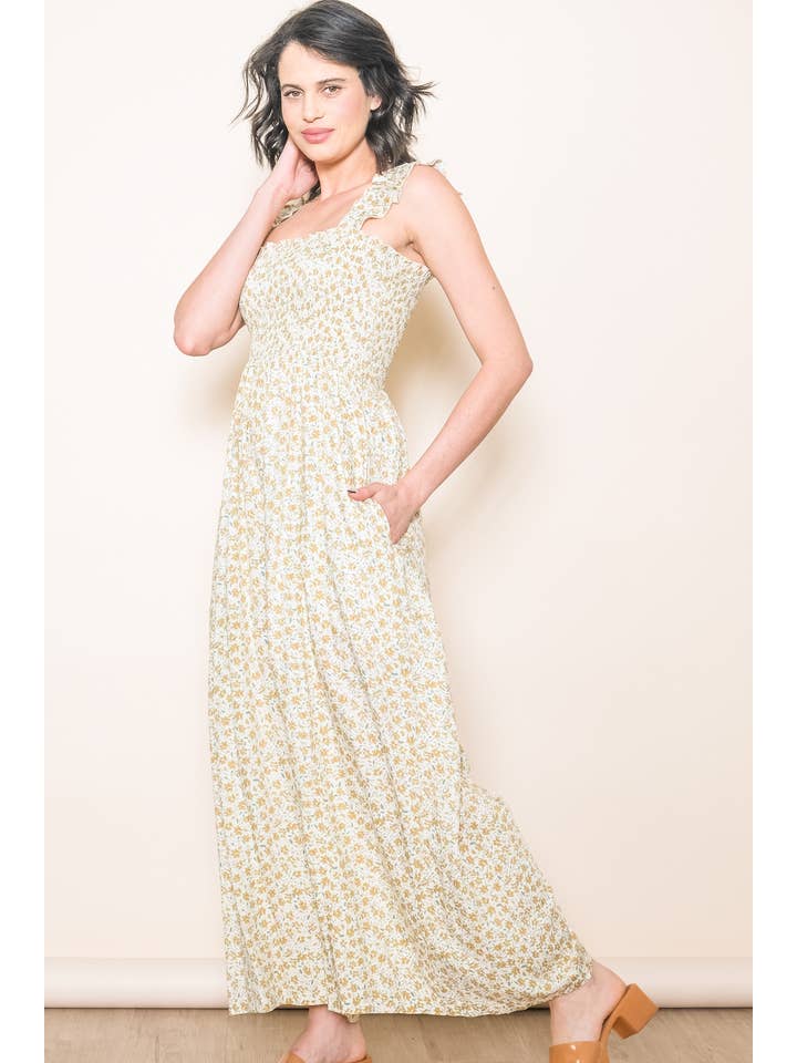 Elloh Collection - Wholesale Jumpsuit - Women's - Super Comfy Ruffle Shoulder Smocked Wide Leg Jumper Jumpsuit16