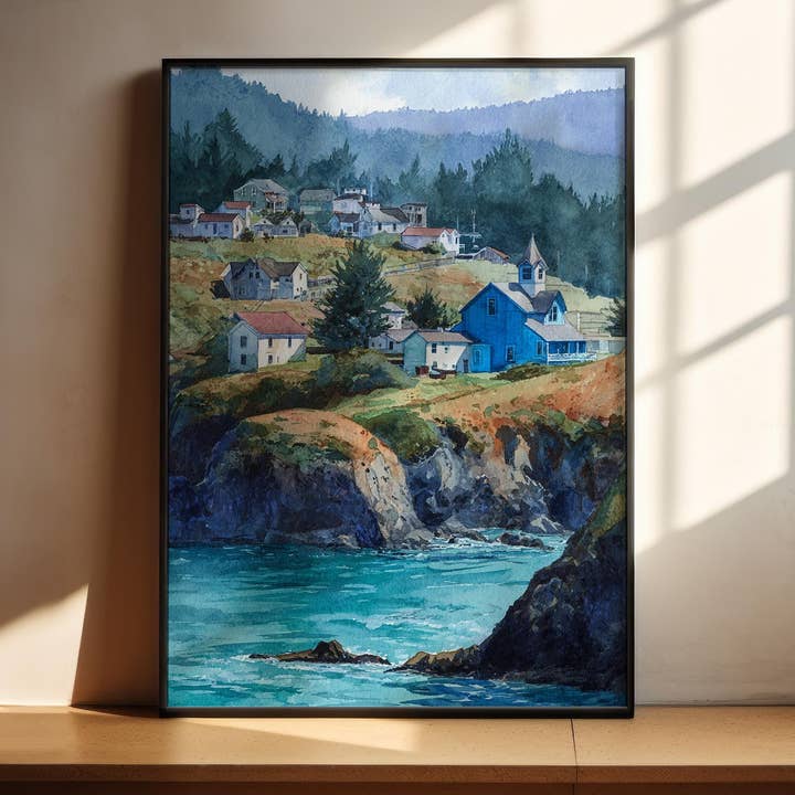 Mendocino, USA – Watercolor Art Print for wholesale by Premium Travel Art