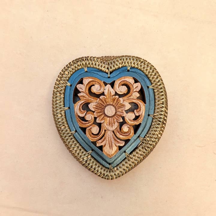 Handgemaakte hartvormige doos van atta-gras voor wholesale door DUA