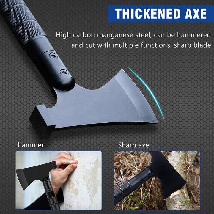 VIGOR - Wholesale Handy Tool - Survival Hatchet & Camping Axe with Fixed Blade Knife Combo Set, Full Tang Tactical Axe for Outdoor(10 Pack)6