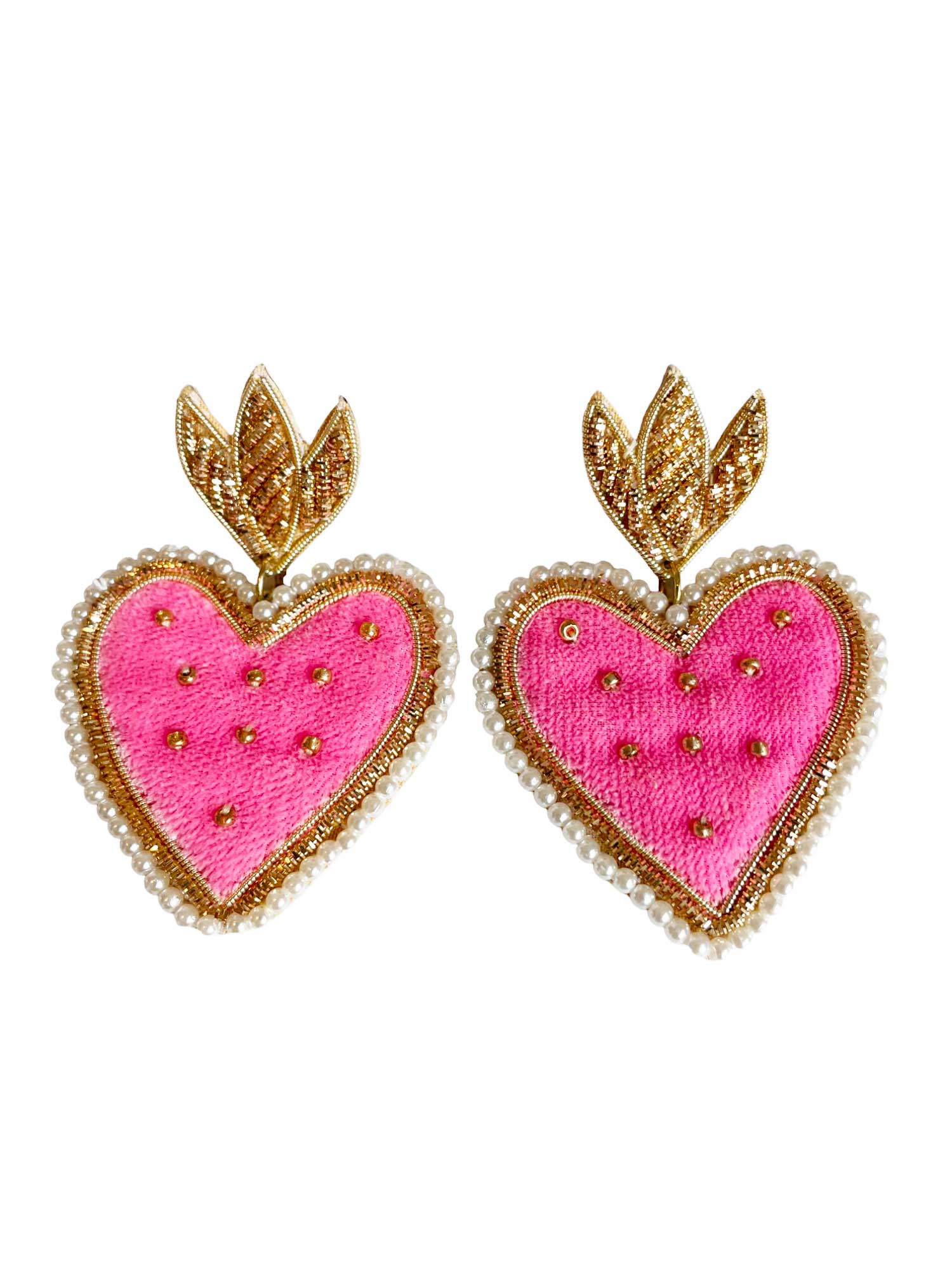 FRIDALO - Wholesale Hangende/ronde oorbellen - Hati oorbellen in hartvorm met gouden en witte kralen1