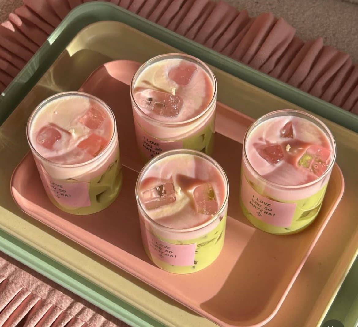 Pretty Hands - Wholesale Novelty Candle - Strawberry Matcha Latte Candle | Handmade Candle1