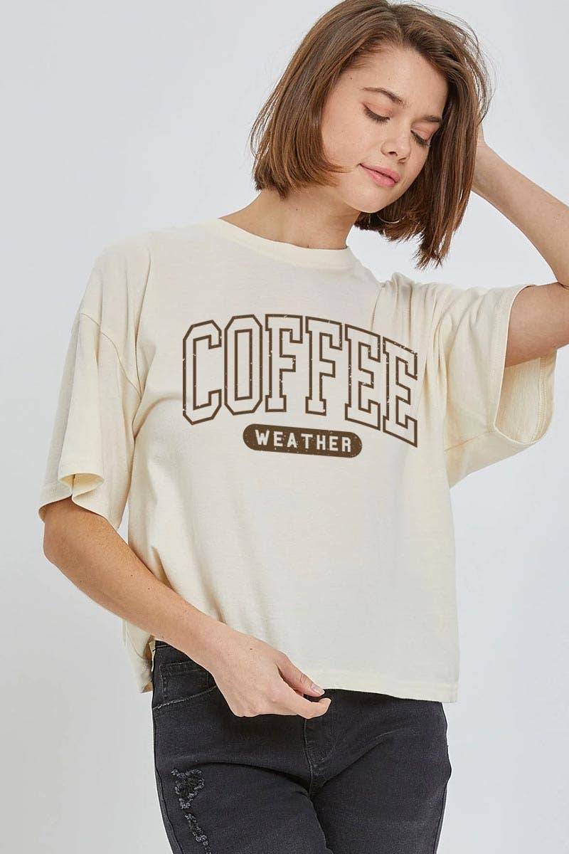 COLORBEAR – wholesale T-shirt (graphic) – women's – Coffee Weather Graphic Relaxed Crop Top7