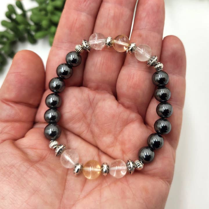 Meraki Gemstones – Engroshandel Perlearmbånd – EMPATH Protection-Citrine/klar Quratz/Hematit Armbånd7