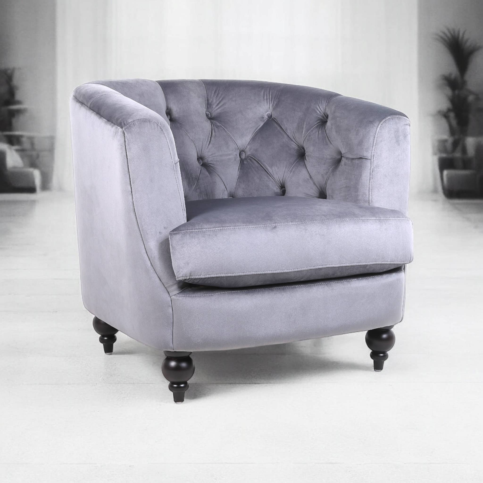 Minster Stylish Living Ltd - Wholesale Chair - 86Cm Lead Colour Velvet Armchair