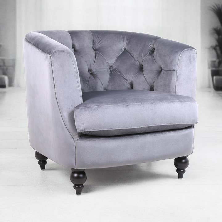 Minster Stylish Living Ltd - Wholesale Chair - 86Cm Lead Colour Velvet Armchair0