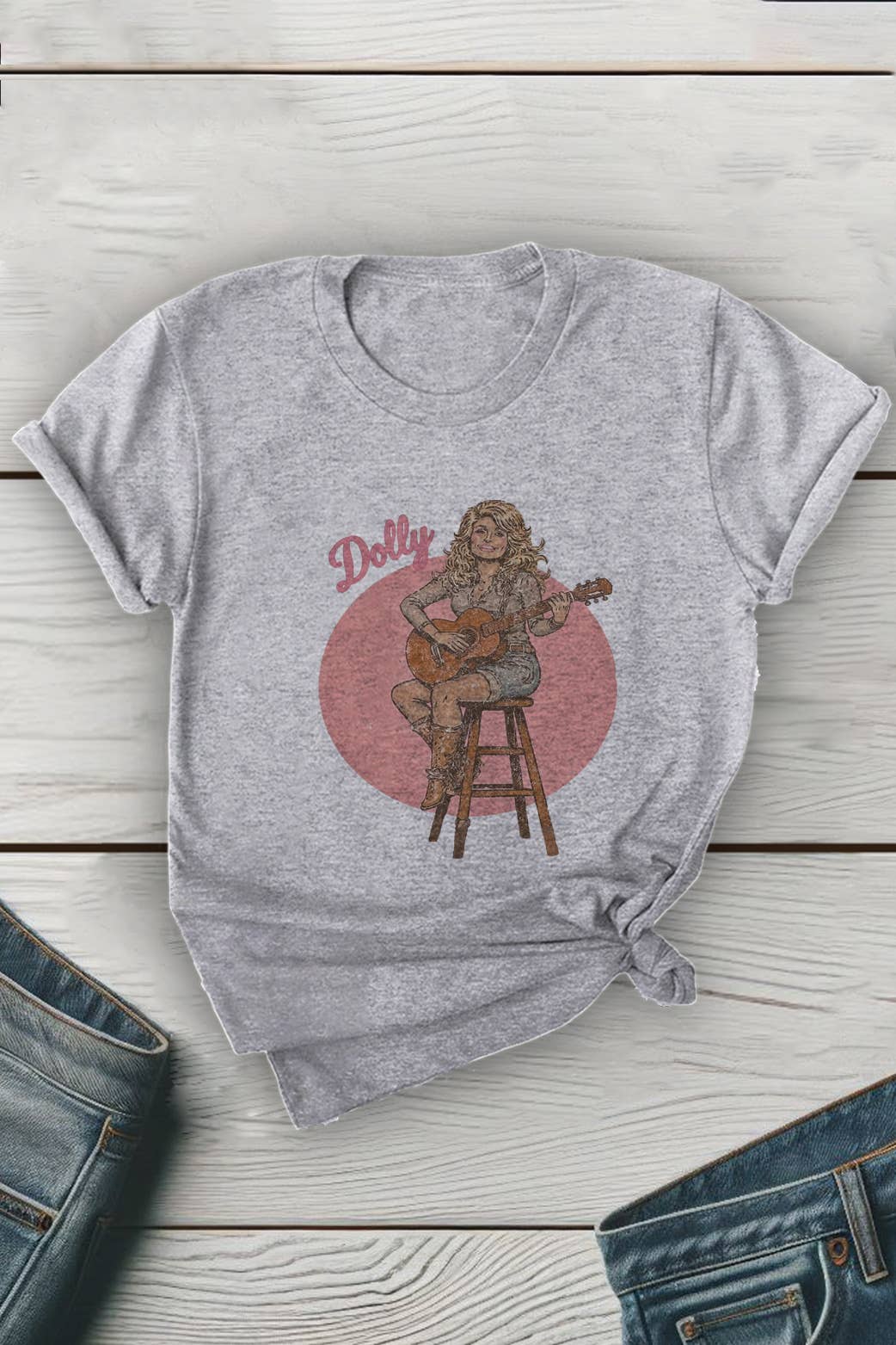 Top Avenue – wholesale Grafisk T-shirt - Unisex – Dolly-inspirerad country unisex t-shirt med rund hals3