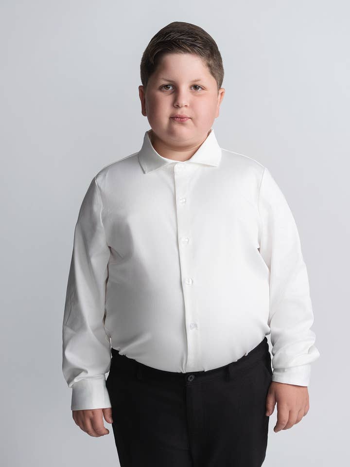 White Dress Shirt Cutaway Collar for wholesale by Mofi Boys Clothing