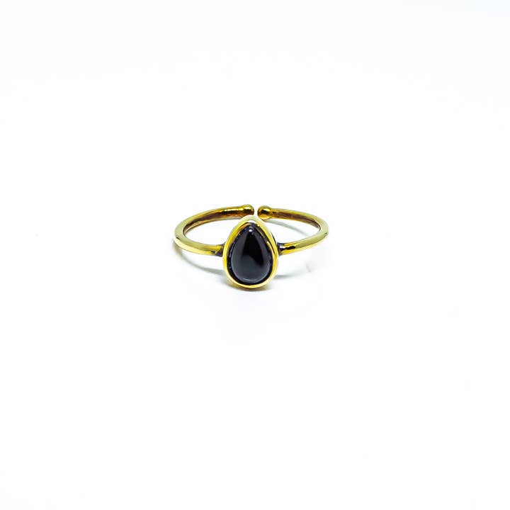 Quasar Gems USA - Venta al por mayor Anillo de banda/apilable - Anillo de Obsidiana Negra Plata de Ley Oro de 18K ajustable0