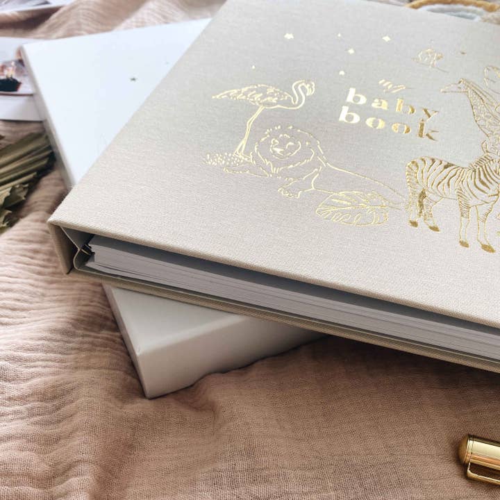 Blush And Gold – wholesale Memory book – Child & baby – My Baby Book (Safari) luxury keepsake memory book + box