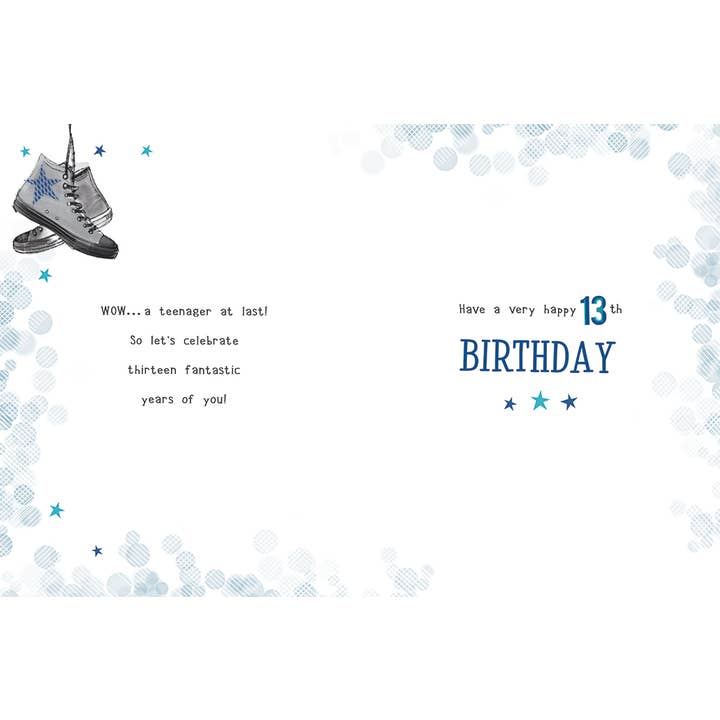 Piccadilly Greetings – wholesale Birthday card – Juvenile Birthday Card, Age 13 M, Converse1