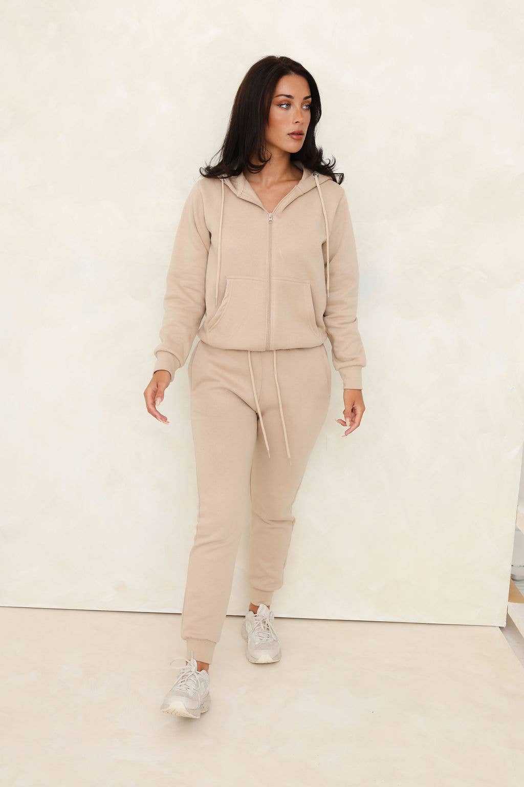 Steen Dames 2-delige set van geborstelde fleece met ritssluiting en capuchon voor groothandel op Faire5