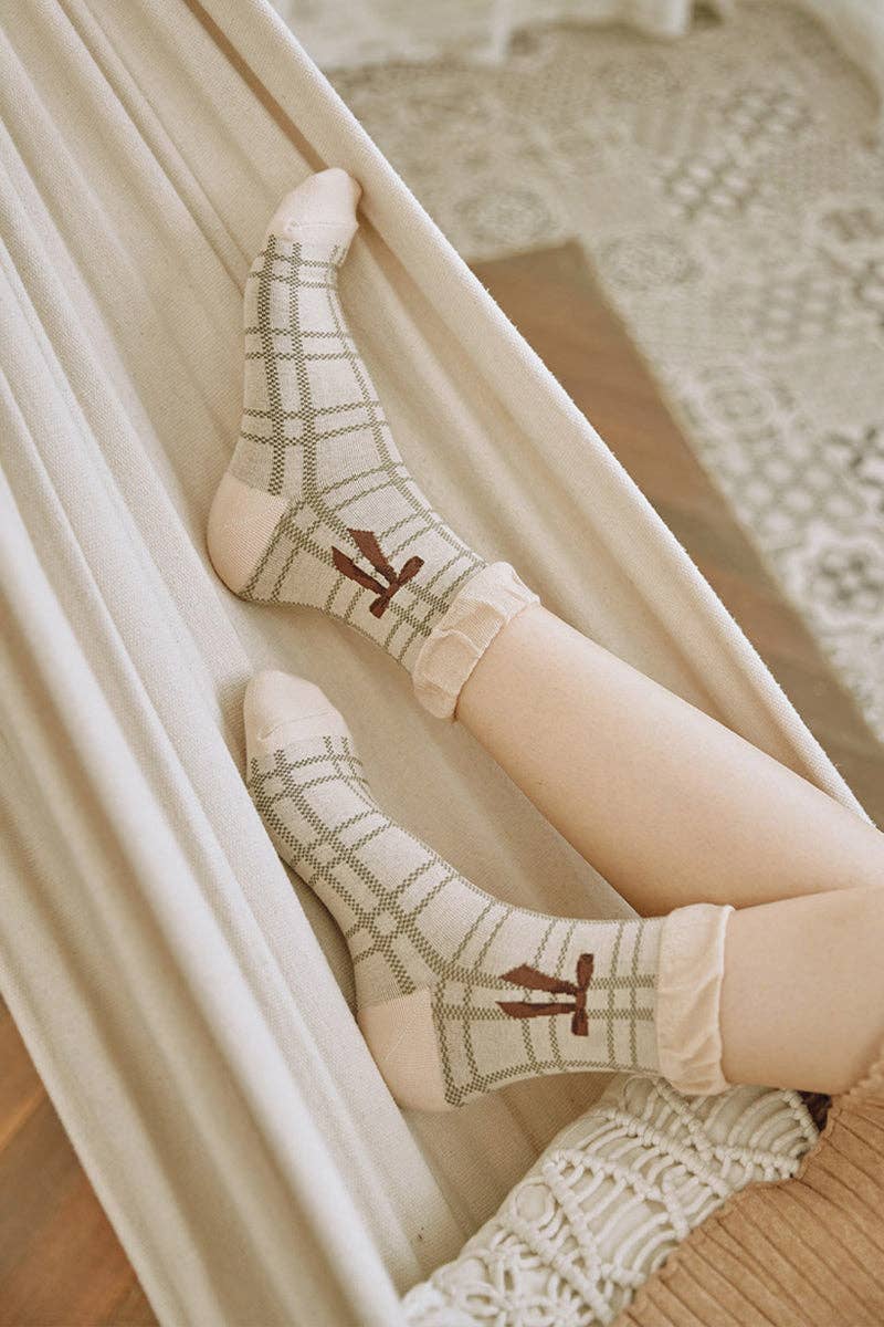 7DAYSSOCKS - Wholesale Sokken - Dames - Crew Ribbon Check sokken voor dames4