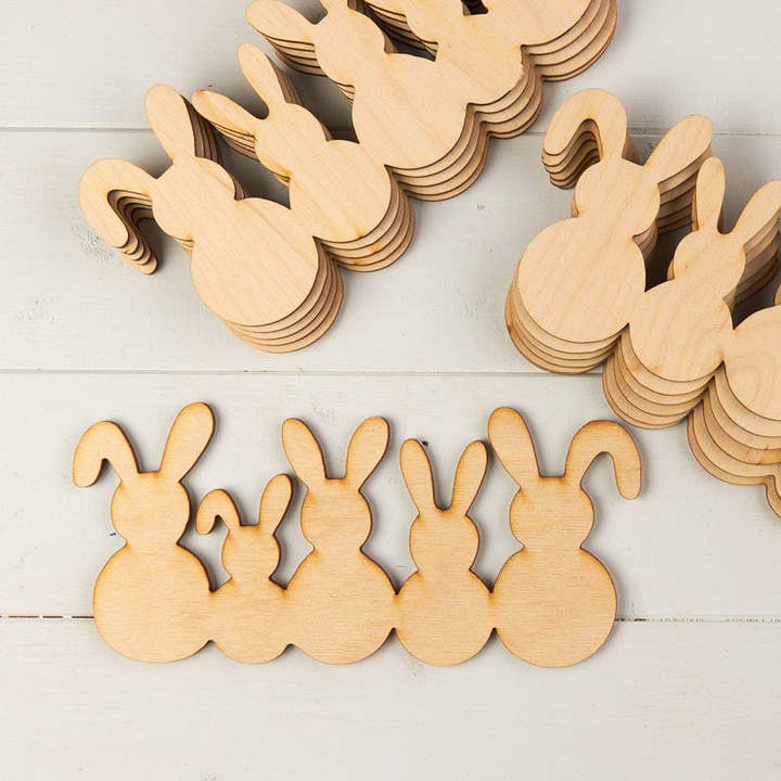 Factory Direct Craft - Vente Découpages - Découpe en bois inachevée de la famille du lapin de Pâques - Fabriqué aux États-Unis2
