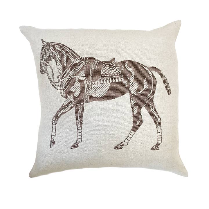 Stick & Ball Polo Pony Pillow - Chocolate Brown for wholesale by Stick & Ball
