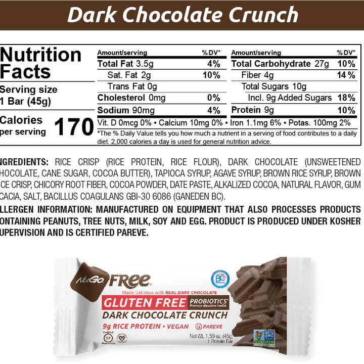 NuGo Nutrition - Wholesale Snack Bar - NuGo Free Dark Chocolate Crunch Protein Bar