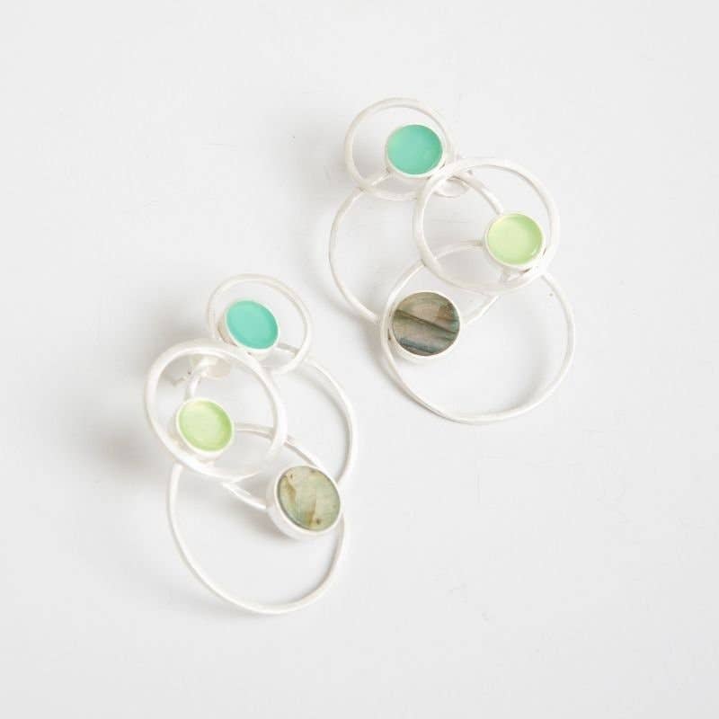ACUS - Wholesale Dangle Earrings - Interstellar Earrings Limited Edition Silver Green and Labradorite