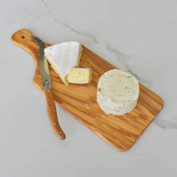 Olive Wood Cheese Board and Cheese Knife Gift Set for wholesale by Naturally Med Inc.