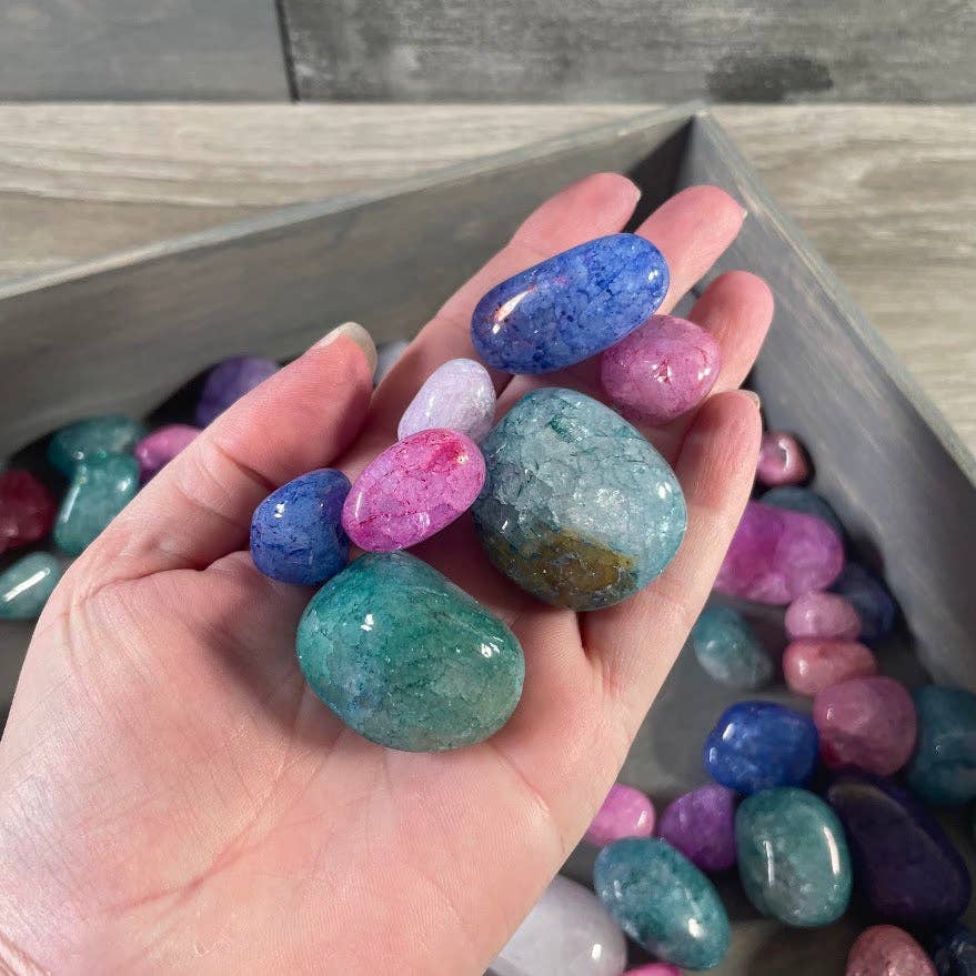 Keystone Crystals - Wholesale Spiritual Stone/Crystal - Assorted Color Crackle Quartz Tumbled Stones – 1 Kilo Bulk1