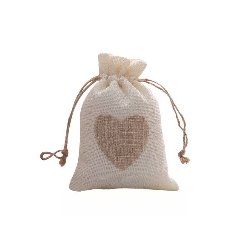 ShieldChic - Wholesale Gift bag - Cotton Linen Drawstring Gift Bag With Heart Print6