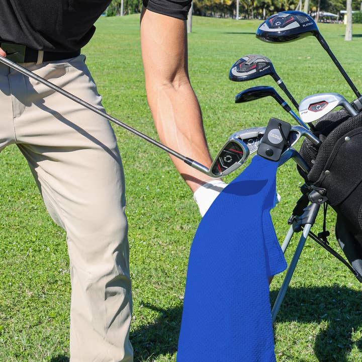 Playing It Forward - Wholesale Sports Towel - Magnetic Microfiber Golf Towel with Clip - Bright Blue