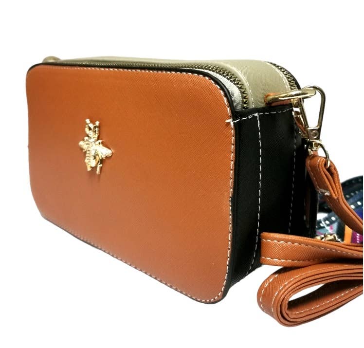 Superbia – wholesale Crossbody bag – Women's – Double Zipper 2 Straps Multi Colour Bee Camera Bag 22095