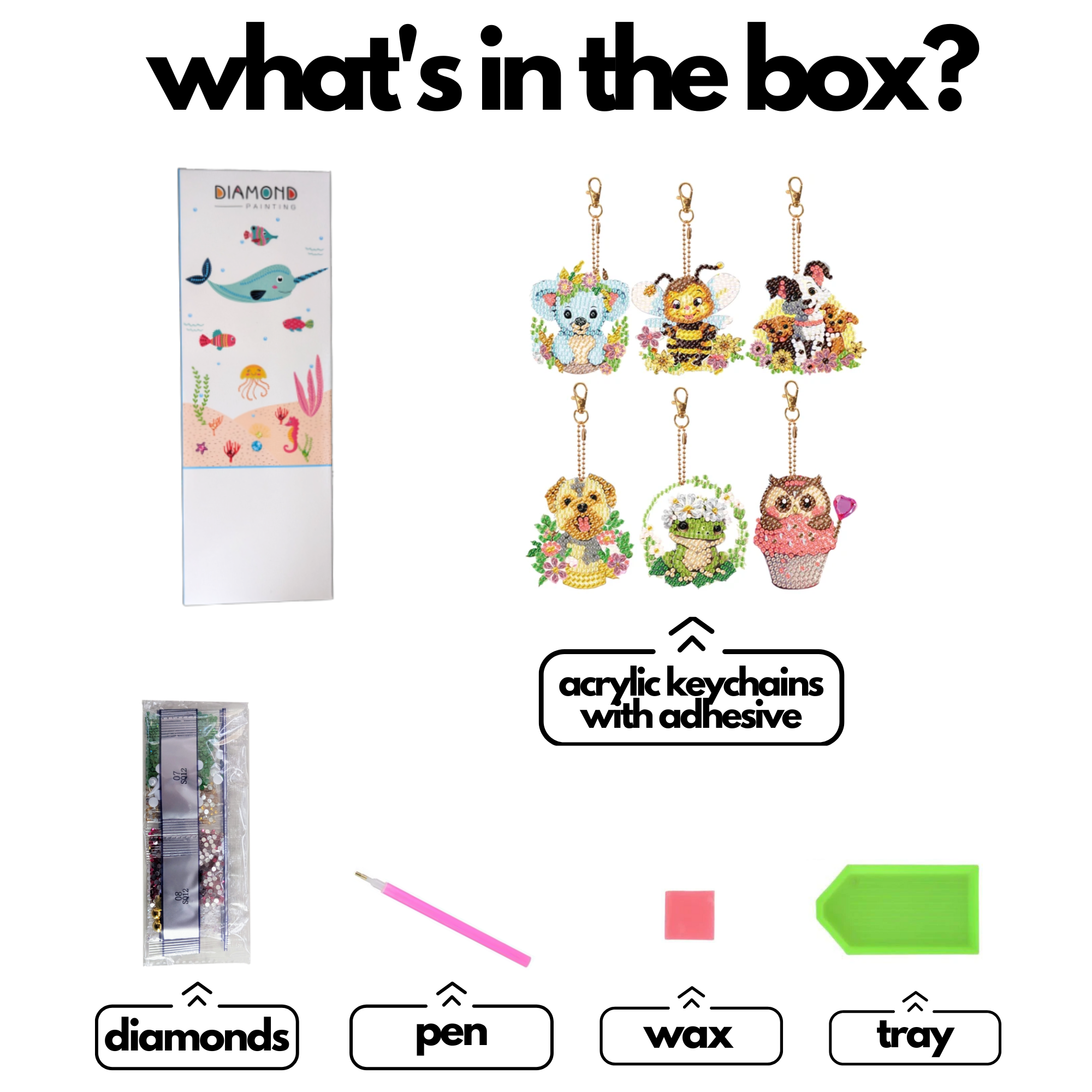 Diamond Brands - Vente Kit de bricolage - Kit porte-clés Animal Cuties DIY avec peinture au diamant1