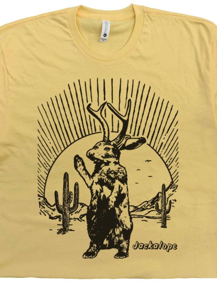 Shirtmandude Co - Wholesale Screen Printed T-Shirt - Unisex - Jackalope Shirt Southwest Desert Theme Cactus Jack Rabbit T