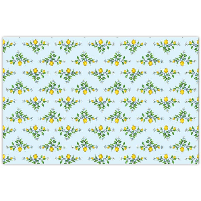 Lemons On Branch Pattern with Blue Placemat for wholesale by RosanneBeck Collections