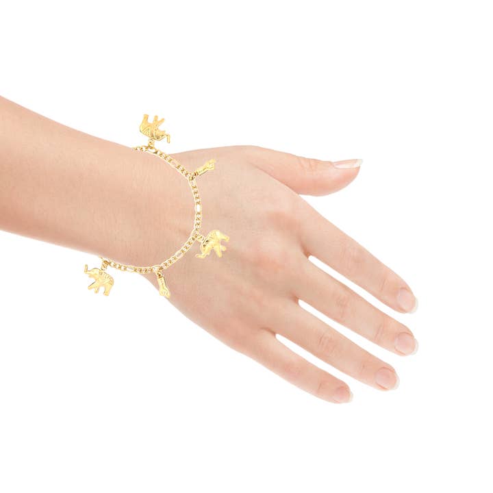 JEWELRSTITION - Wholesale Charm/Dangle Bracelet - Womens Elephant and Figa Hand Charms figaro link Bracelet1
