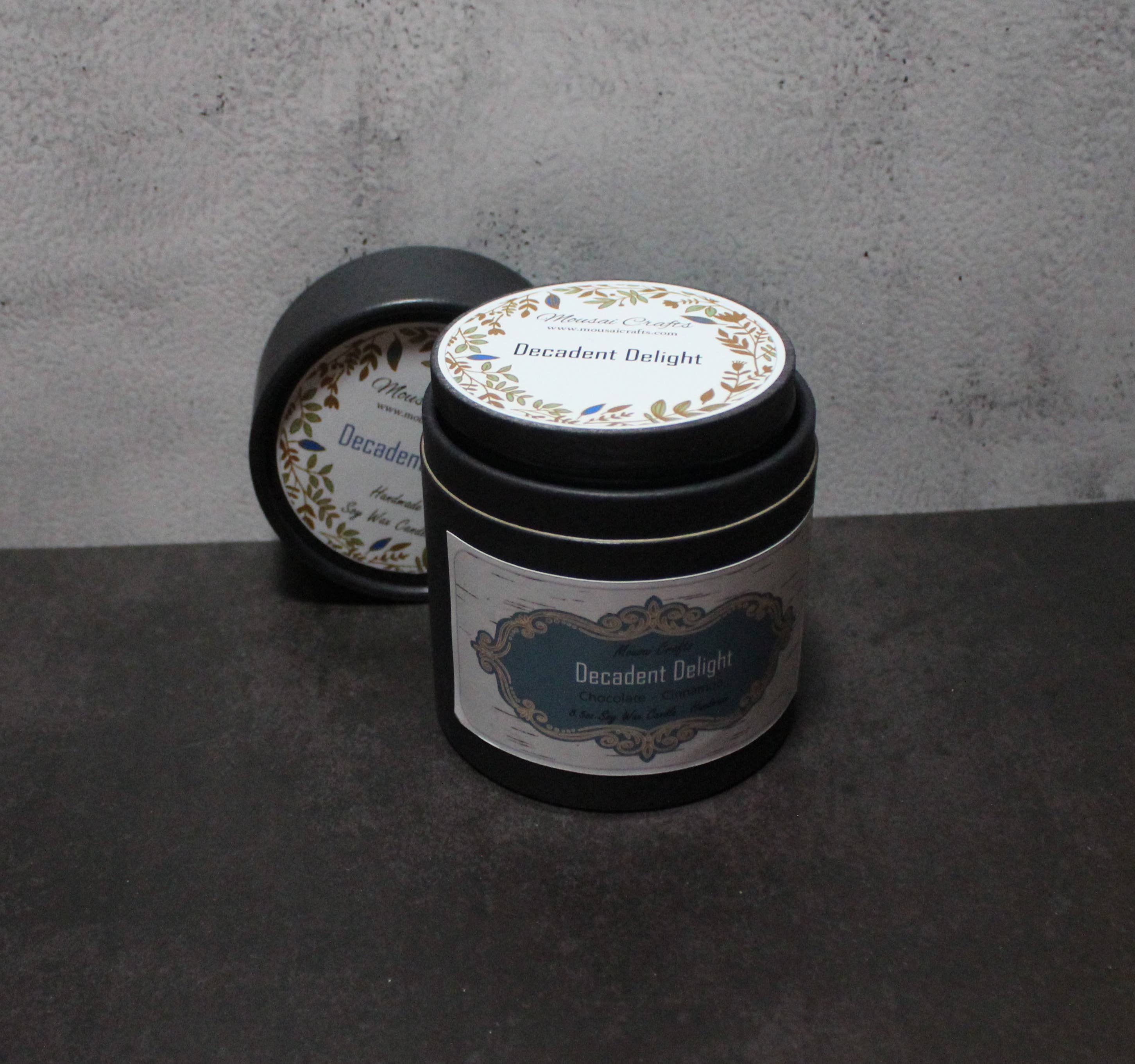 Mousai Crafts - Wholesale Jar/Filled Candle - Decadent Delight 8.5oz Soy Wax Candle9
