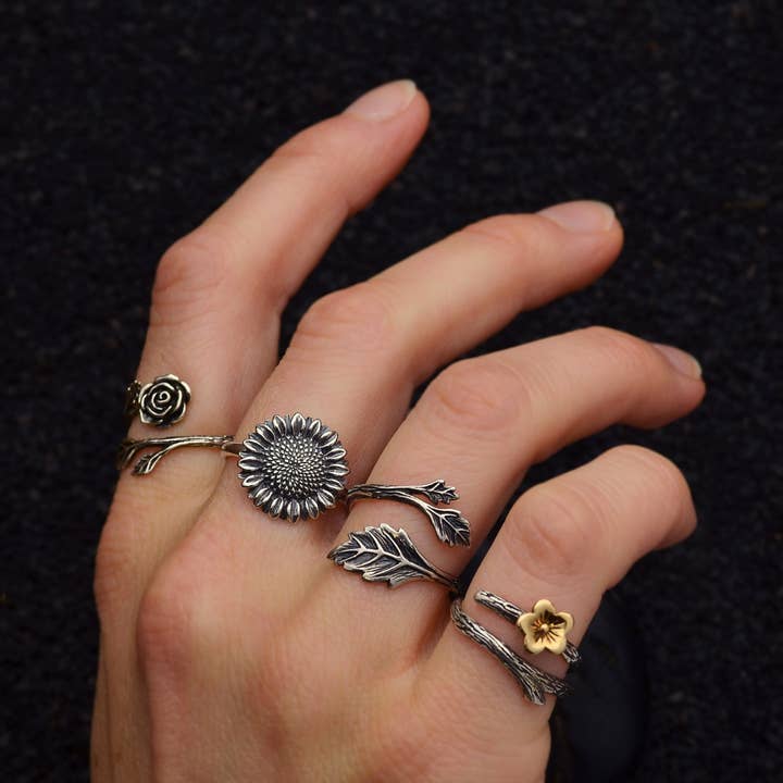 Nina Designs – Engroshandel Båndring – Sterling sølv eller bronze solsikke ring