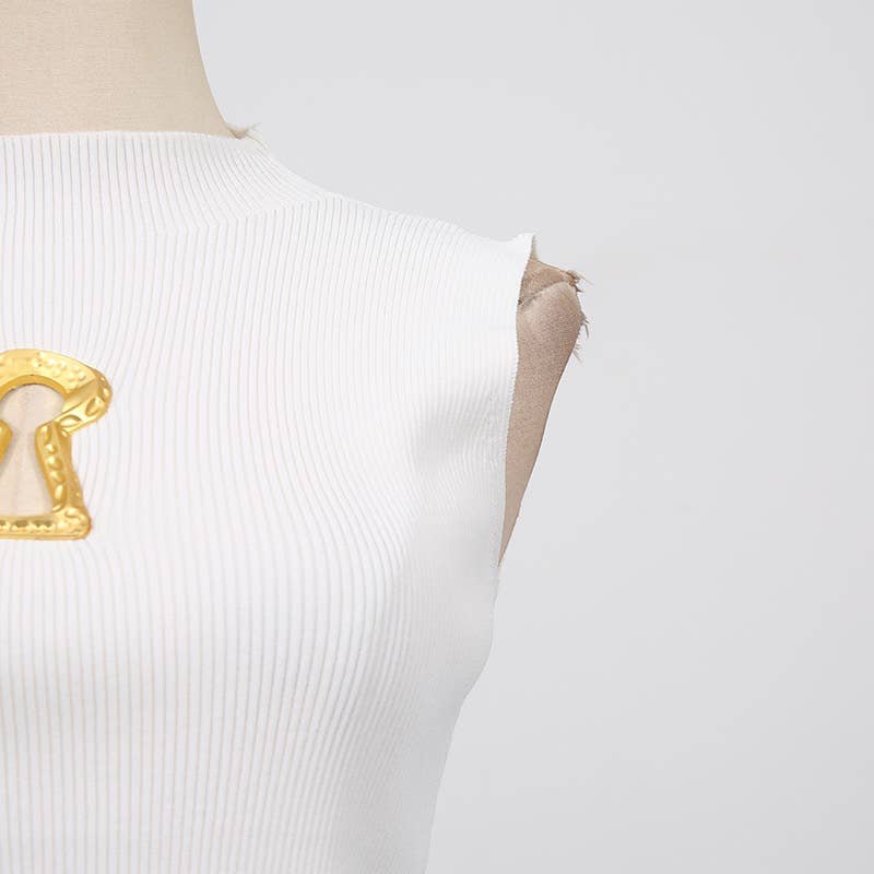 Productseeker - Wholesale Knit Top - Women's - TP46Y High-neck sleeveless vest with keyhole accent5