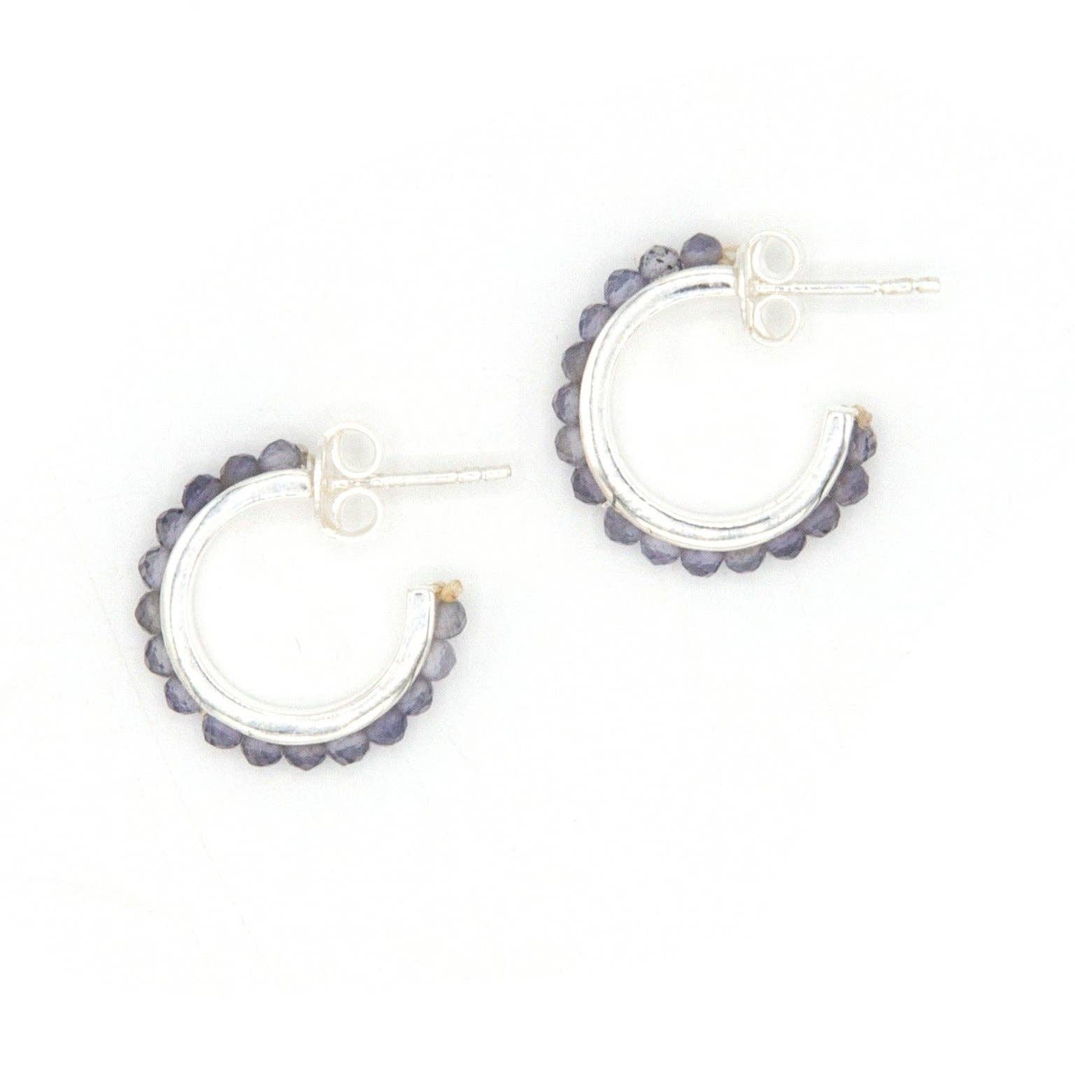 Fair Anita - Wholesale Hoop Earrings - Iolite Stone Sterling Silver Hoops0