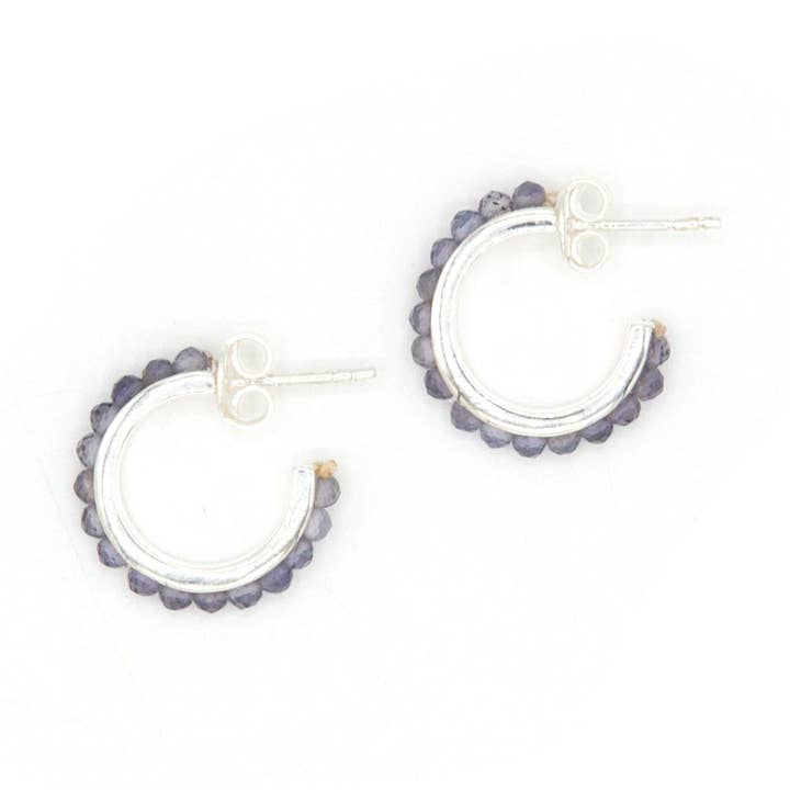 Fair Anita - Wholesale Hoop Earrings - Iolite Stone Sterling Silver Hoops0
