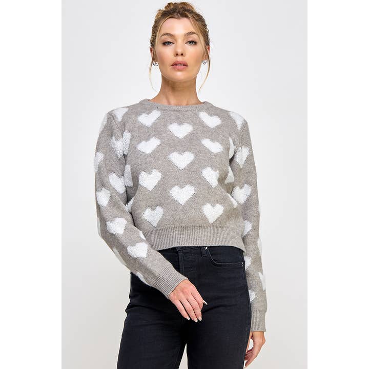 Pull à manches longues en forme de cœur relevé pour la vente par Allie Rose