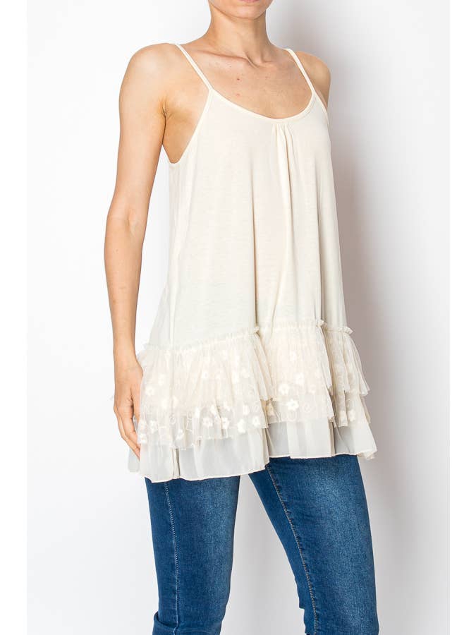 Origami Apparel ~ Lace and Crochet inspired - Wholesale Tank Top - Women's - 501-T14 BEIGE
