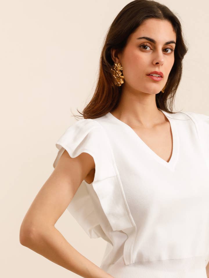 Frime - Wholesale Blouse - Women's - Sleeveless ruffled top - 23387