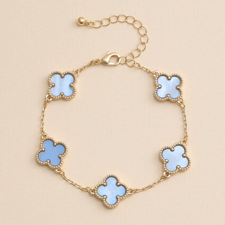 Frem - Wholesale Charm/Dangle Bracelet - Multi Floral Shape Charm Bracelet in Shell