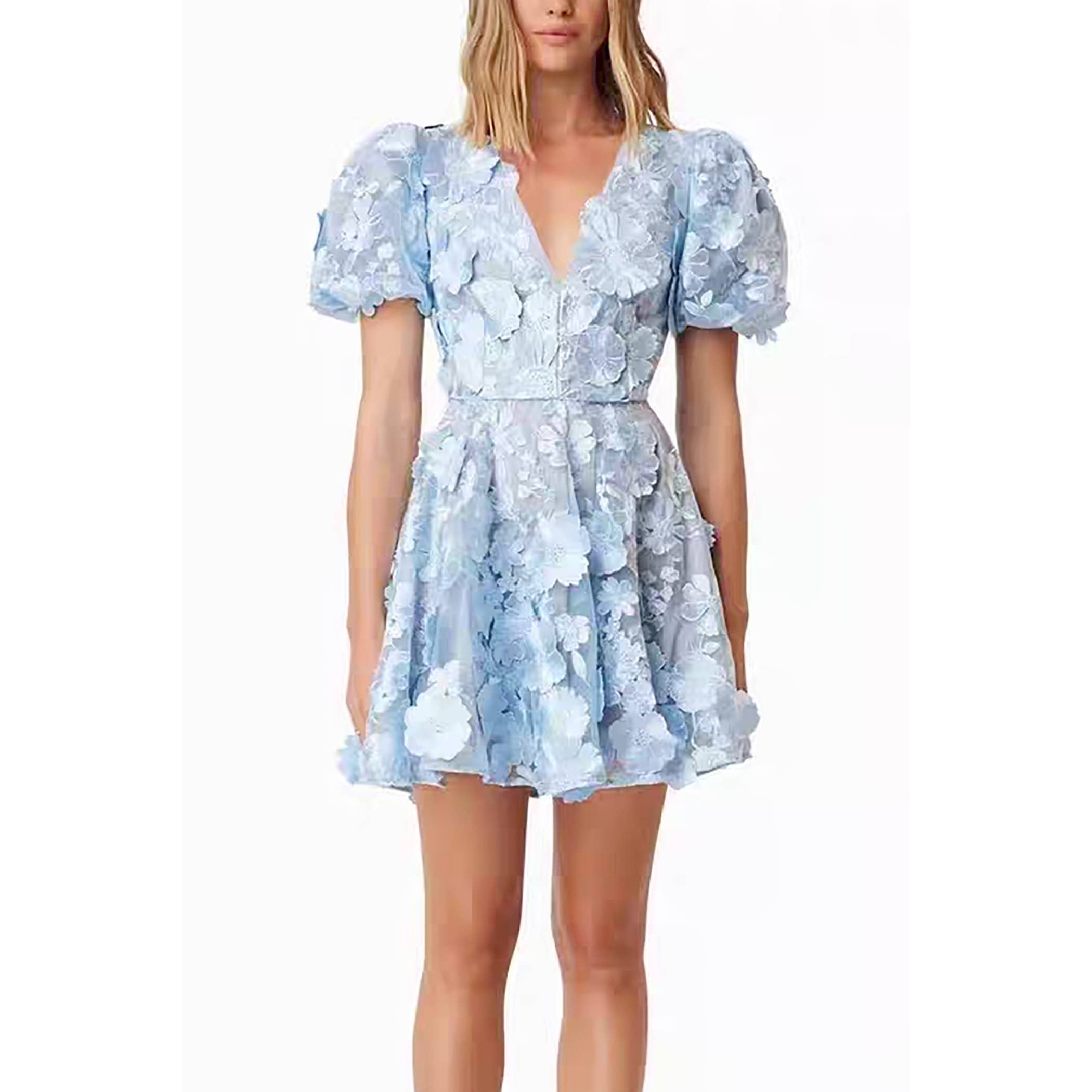 XHHH Inc - Wholesale Dress - Women's - X9035CD.3D Floral Embroidered Mini Dress8