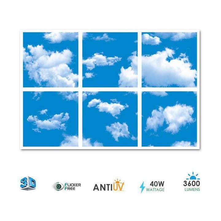 Set of 6, 40W SKY LED Ceiling Panel 60x60cms 3D Effect for wholesale by ENER-J