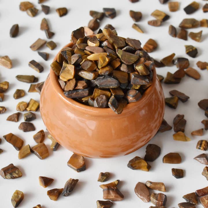 Soothing Crystals - Venta al por mayor Piedras/cristales espirituales - 100 g de chips de piedra curativa | Ojo de tigre | Chips de cristal en bruto5