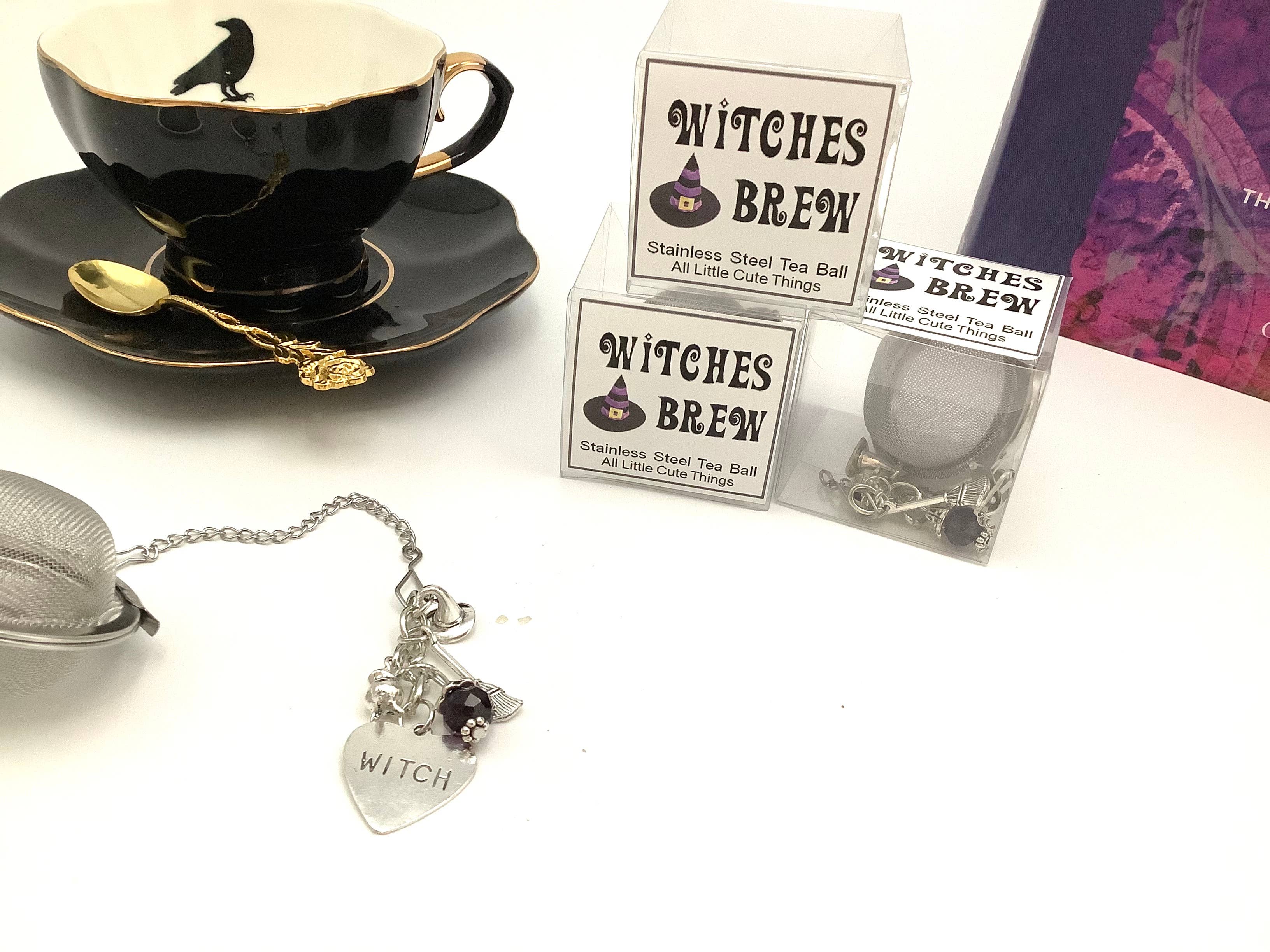 All Little Cute Things - Wholesale Tea Strainer/Infuser - Tea Ball Infuser Witch hat cauldron flying broom crystals3