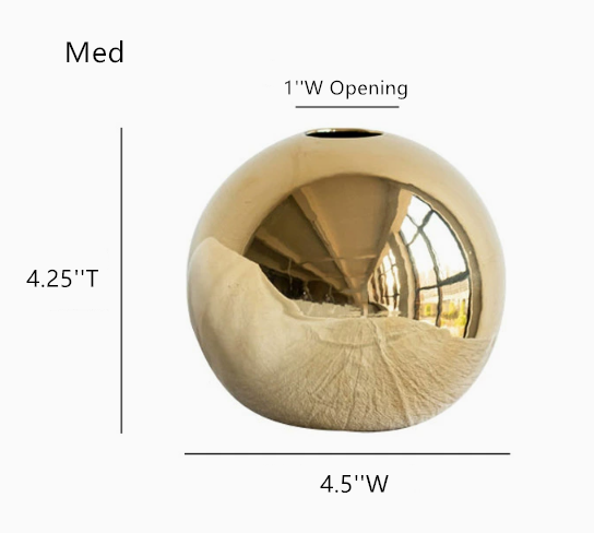 Sweet Home Deco - Wholesale Vase - Round Gold Ceramic Vase, Decorative Modern Ball Floral Vase 1