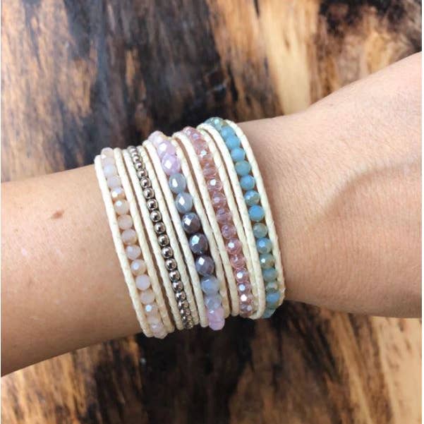 Unique design bead wrap bracelet - handmade leather bracelet for wholesale by SoulTika