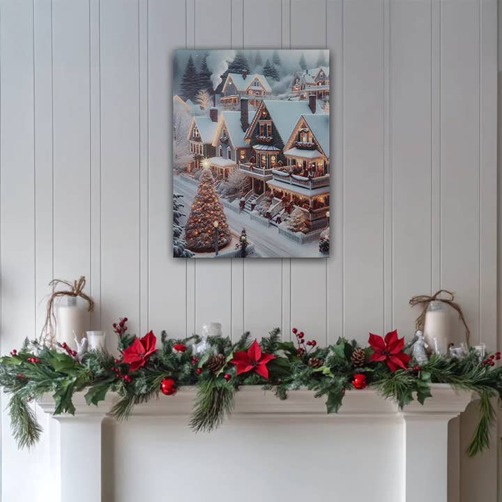 LumaBase - Wholesale Christmas Wall Art - Battery-Operated Lighted Wall Art - Christmas Town5