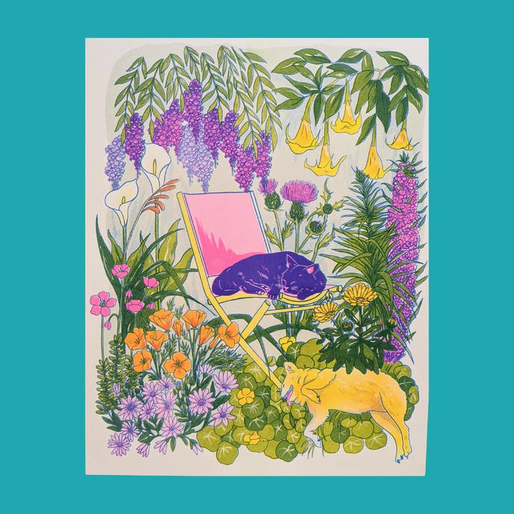 Christina Hu - Wholesale Art Print - California Wildflowers + Friends print | 11"x14" Risograph