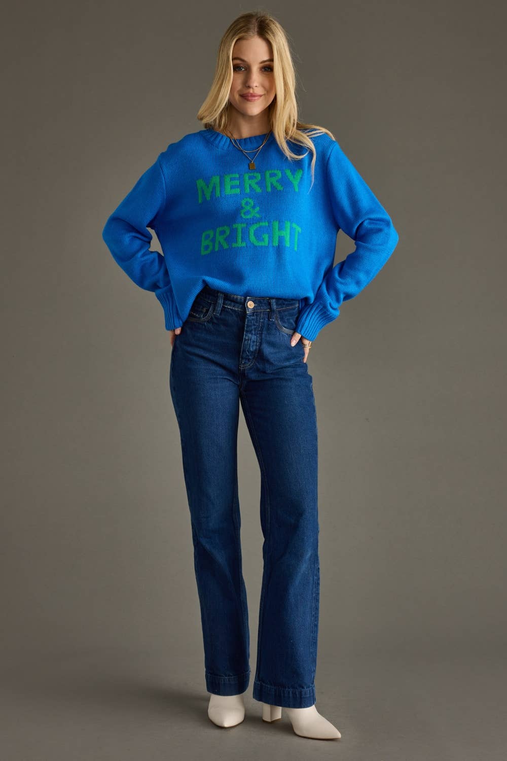 Panache Apparel Co. - Vendita all'ingrosso Maglione tricot - Donna - Maglione Blu Reale Merry & Bright2